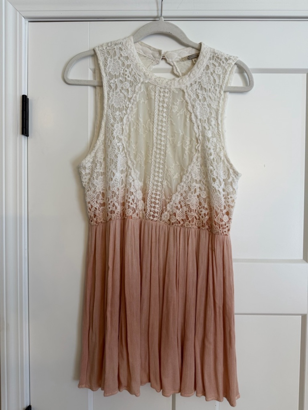 Gimmicks Sleeveless Lace Bodice Dress in Cream and Blush